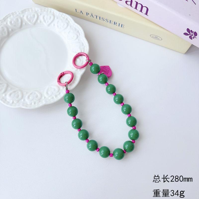 Korean and Japanese Style INS Solid Color Beaded Chain Phone Case Lanyard Handheld Wrist Strap Pendant Decoration Universal Phone Case