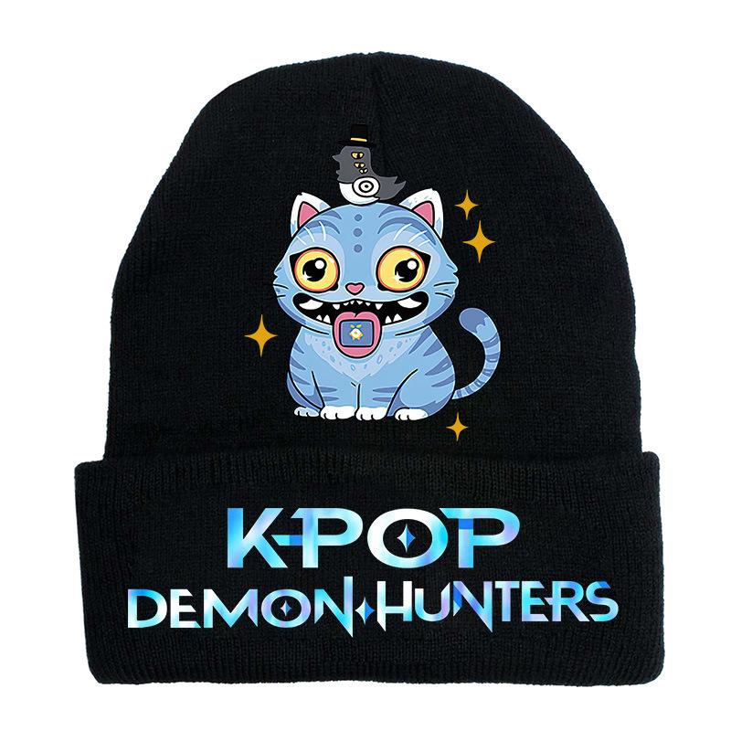K Pop Dämonenjäger Cartoon Buchstaben Print Strickmützen Herbst Winter Erwachsene Outdoor Warme Mütze