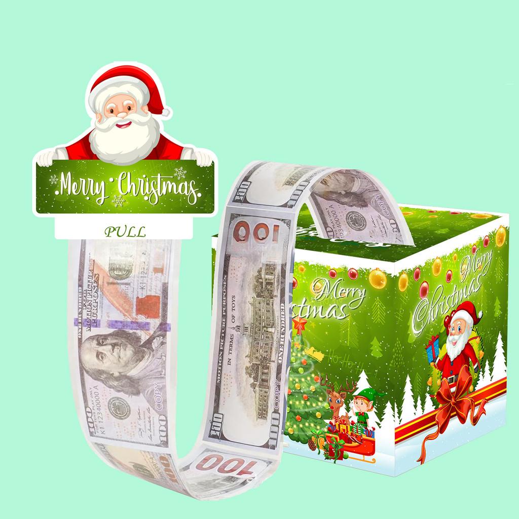 Green Santa Gradient Claus Pattern Paper Box Christmas Decoration Props For Gift