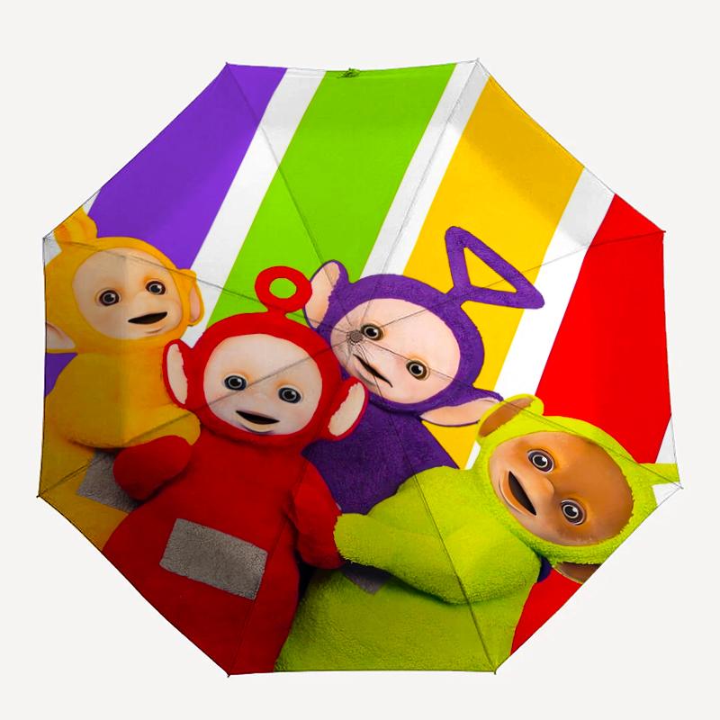 Teletubbies Theme Automatic Umbrella, Lightweight & Portable, 8 Rib, Perfect for Outdoor Travel, Birthdays, Christmas, Gifts.