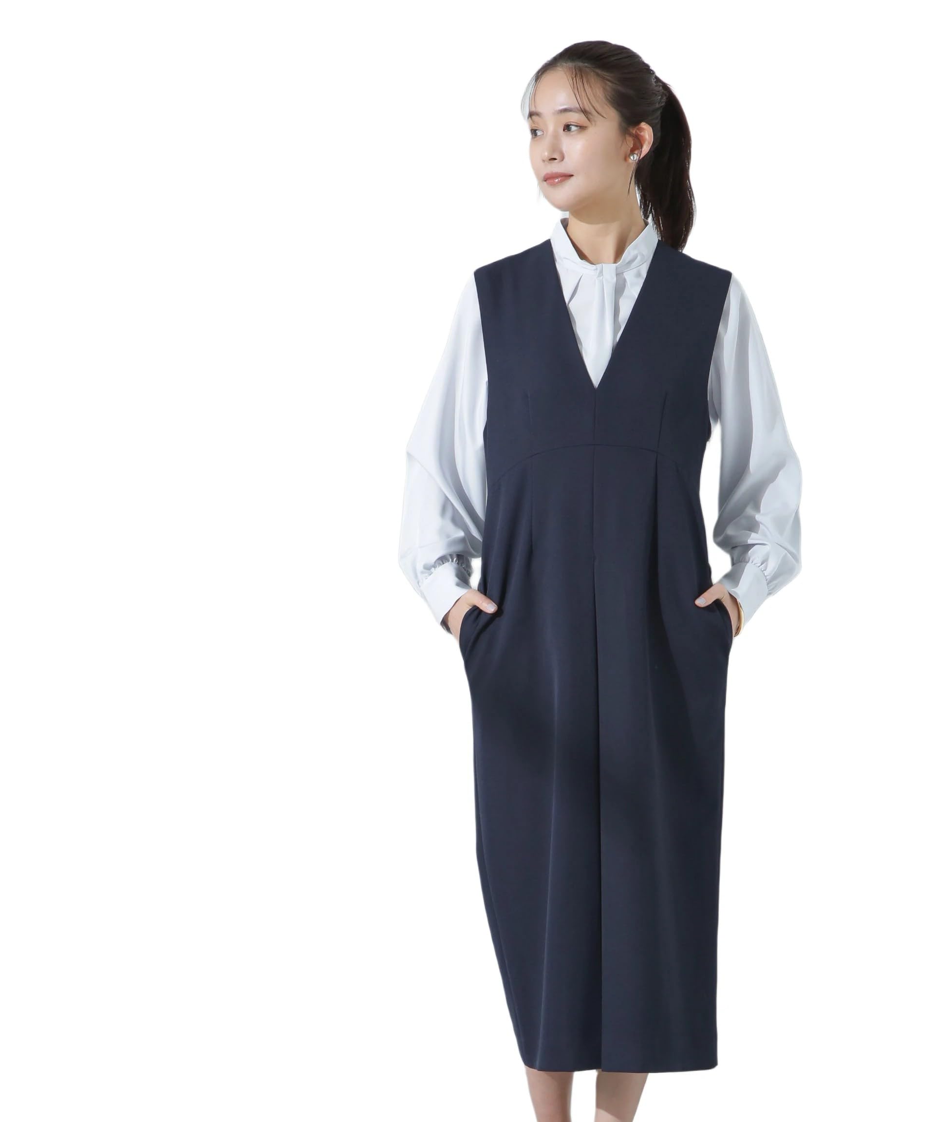 

Повседневное платье-футляр для S [Nano Universe] V-образный вырез Женское, 121, Темно-синий 669-5119300