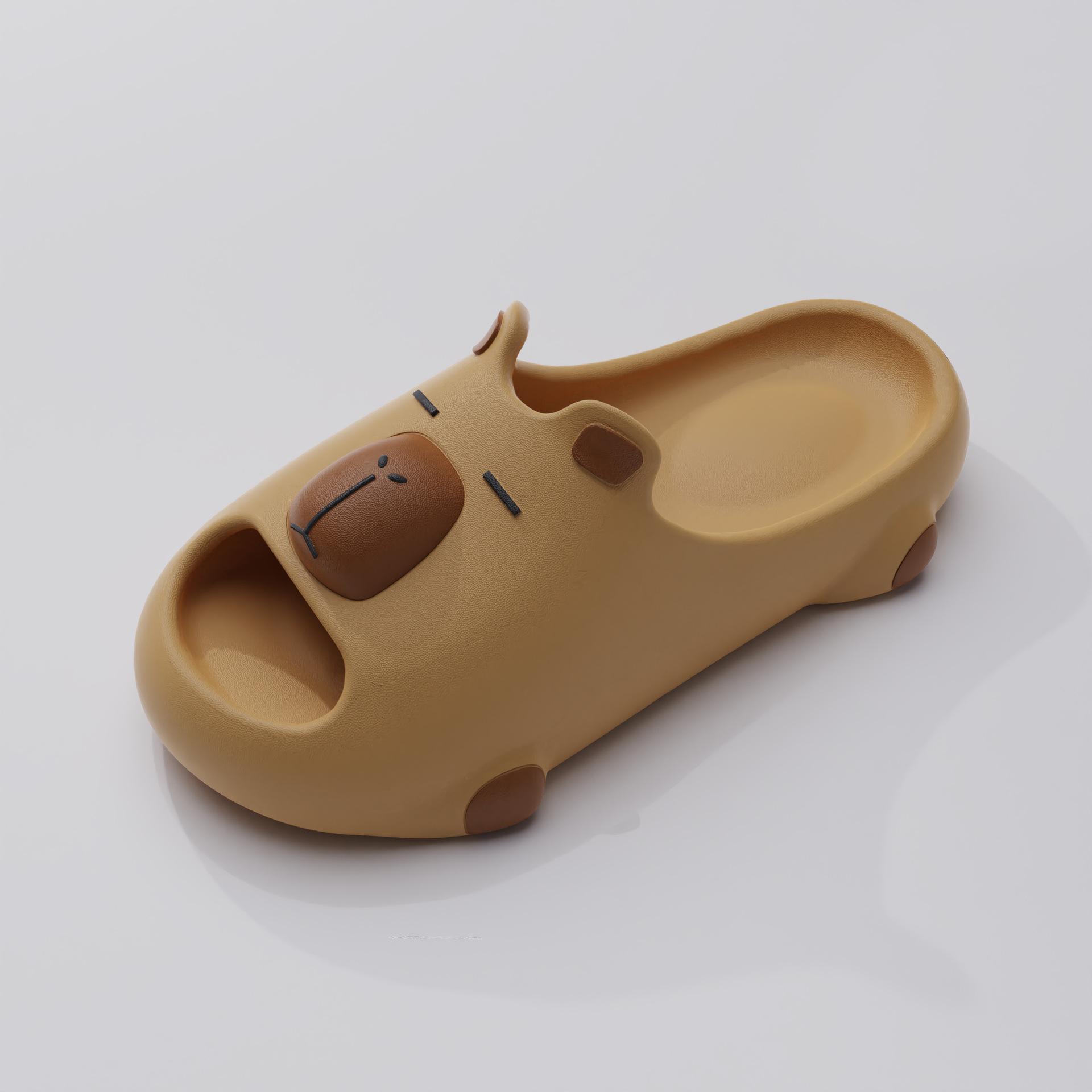 

Женские домашние тапочки для ванной комнаты, милые мультяшные капибары, мягкие домашние тапочки для душа и пляжа 36 коричневый