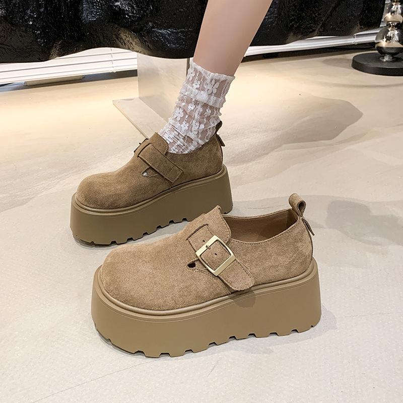 

JMXD-fashion Женская обувь Низкая платформа Бокен Зимние мокасины Muffin Универсальные, туфли на платформе Одиночные туфли 40 абрикосовый