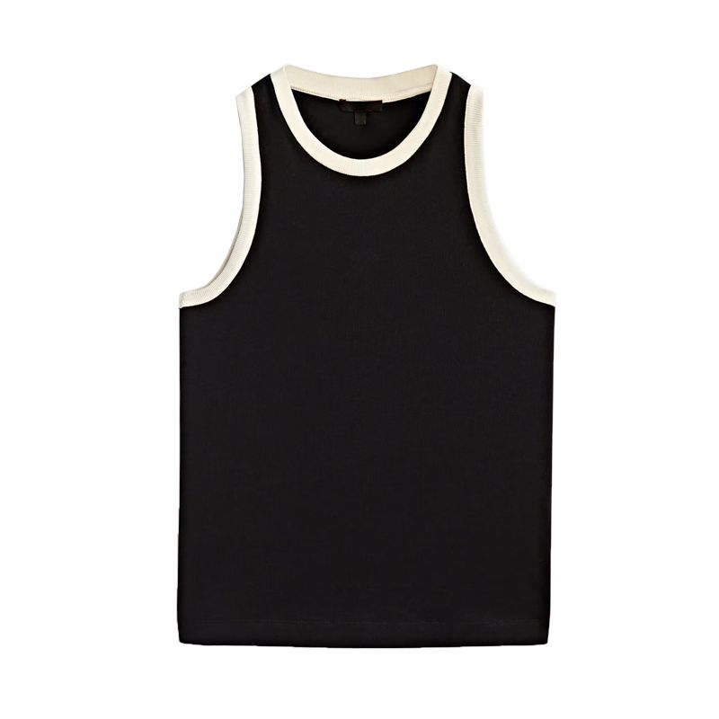 MD Spring New Arrival Easiest for Match Crew Neck Casual Bottoming Sleeveless Color Contrast Patchwork Vest T-shirt Tops 6825542