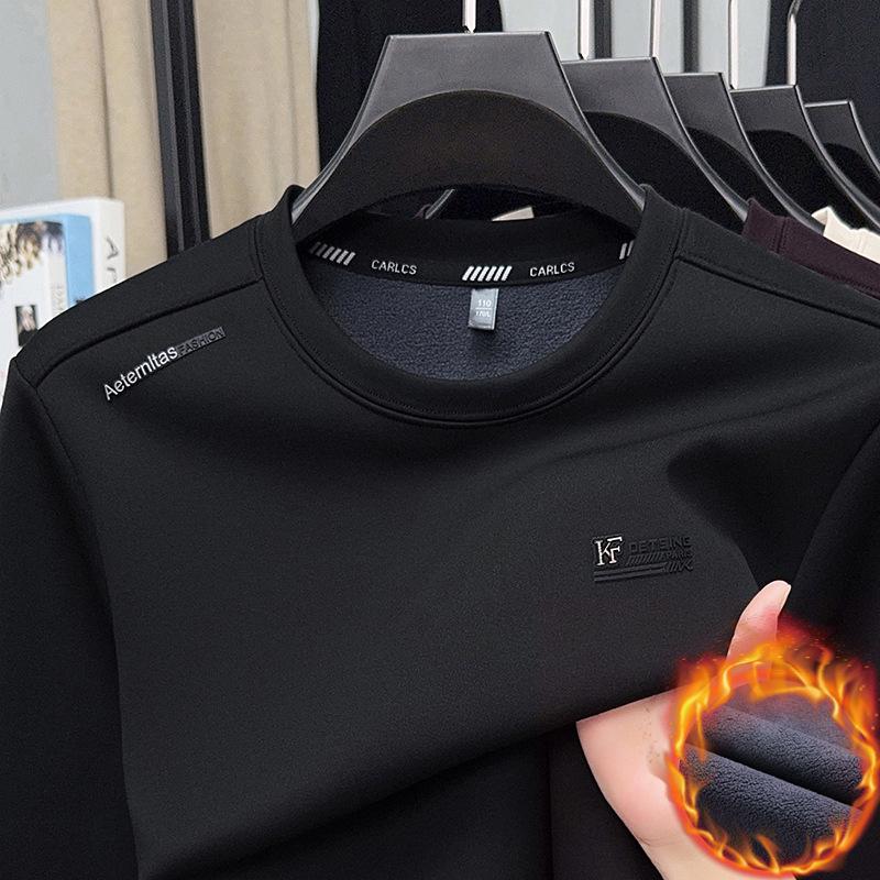 New Fashion Fleece-Lined Men's Sweatshirt: Winter-Ready, Skin-Friendly, Comfortable Long-Sleeved T-Shirt