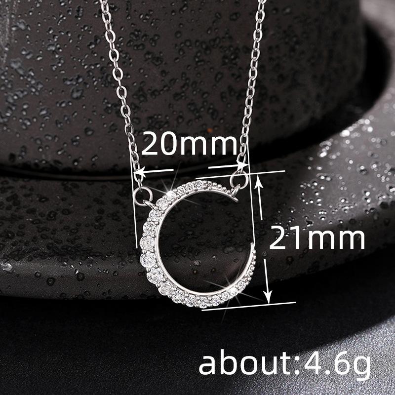 Huitan Aesthetic Moon Necklace for Women Silver Color Fancy Birthday Gift Cubic Zirconia Trendy Neck Accessories Female JewelryGood Product