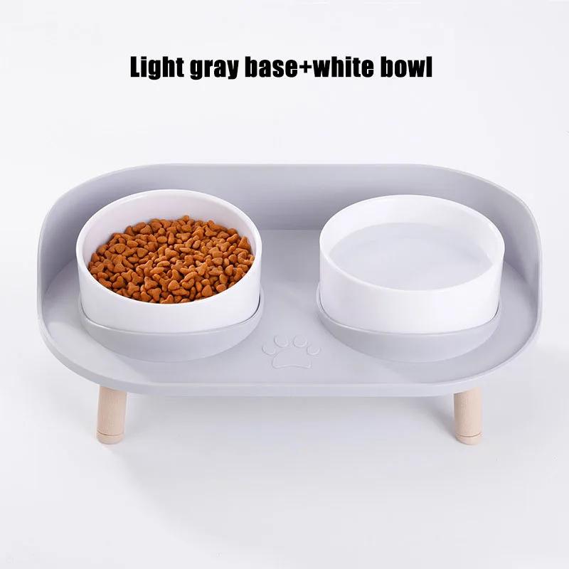 Cat Double Bowls Feeder Adjustable Height Pet Cats Drinker Water Bowl Elevated Feeding Kitten Supplies Food Feeders Dogs Dish