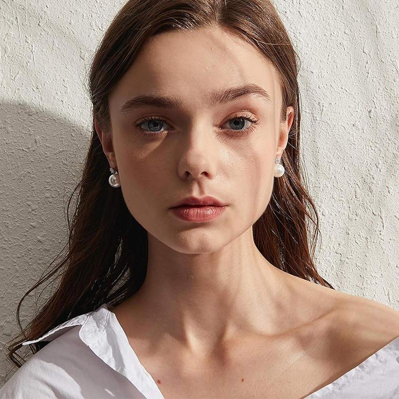 Huitan Cercei Stud Trendy Stil Coreean Piercing Femei Grațioși Bijuterii cu Perle Simulate pentru Logodnă Accesorii CZ Strălucitoare