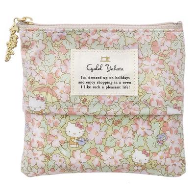 Hello Kitty Estampa Liberty Lenço Feito em Lenço Lenço Mini Cosmético Floral Fofo para Personagens Sanrio Meadow Pouch, Japão, Porta-lenços, Estojo, Bolsa,