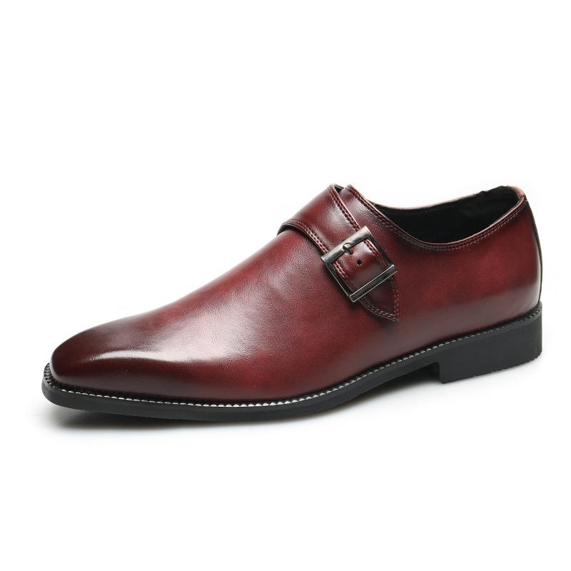 Brand Designer Mens Dress Shoes Classic PU Leather Buckle Monk Strap Brown Black Office Business Formal Shoes for Men