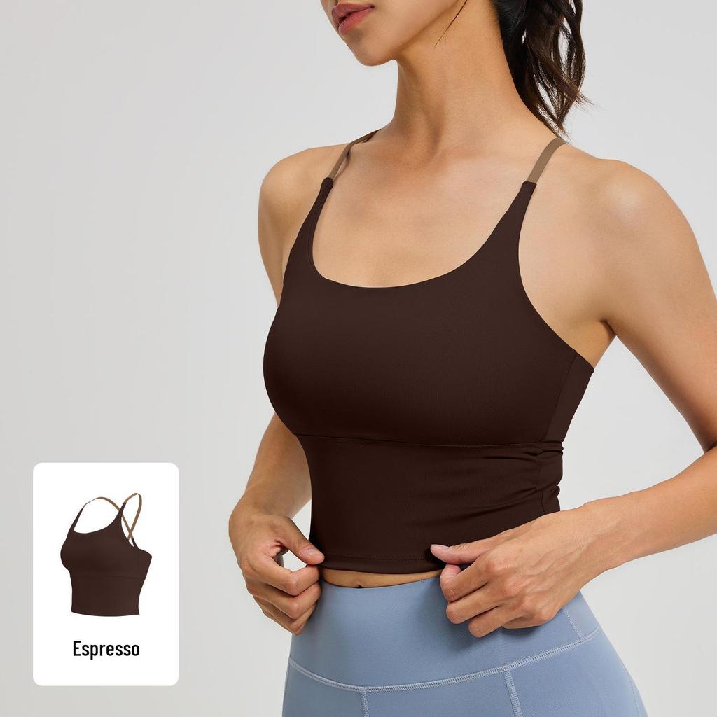 Seamless Strappy Sports Bra: High Elasticity, Padded, Bare Feel Yoga Tank Top for Women