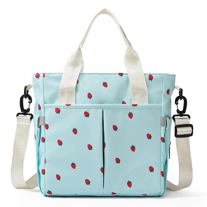 Korean-style trendy tote bag, fashionable and versatile, strawberry print mommy bag, large-capacity handbag, crossbody commuter bag bags