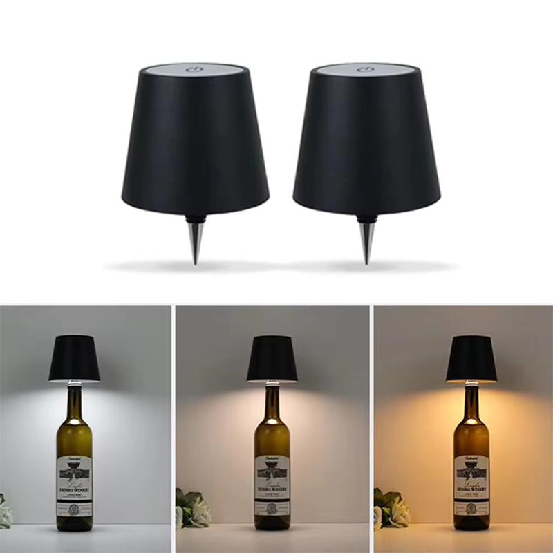 3PCS USB Charge Wireless Wine Bottle Lamp Portable Touch Table Lamp Touch Control of 3 Colors+RGB and Stepless Dimming Night Lamp For Bar Party Decor