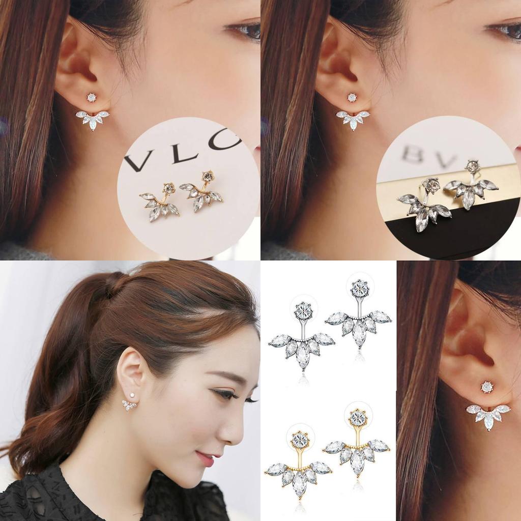Elegant Korean Style Daisy Flower Stud Earrings With Zircon Stone For Women
