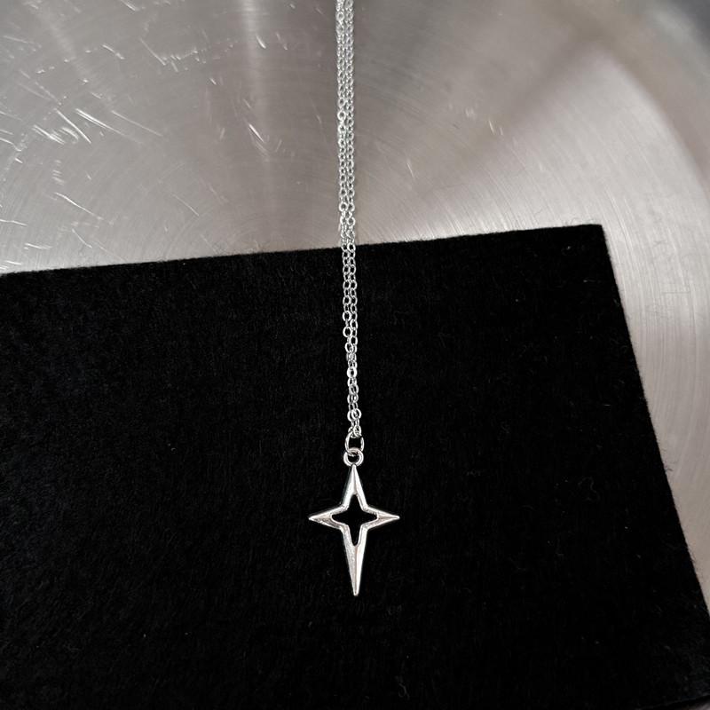 Y2K Star Cross Charm Necklace Unisex Grunge Punk Fashion Jewelry Pendant Accessory for Women And Men 45cm