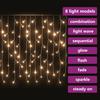LED Icicle Light Curtain 10 m 400 LEDs Warm White 8 Functions