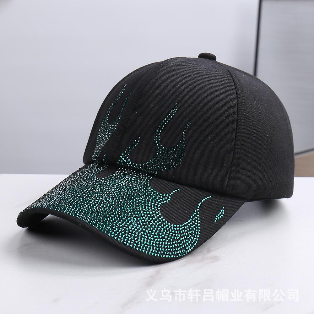 Spring and summer new personalized design fashionable flame hot diamond versatile baseball cap women's outdoor leisure sunshade cap