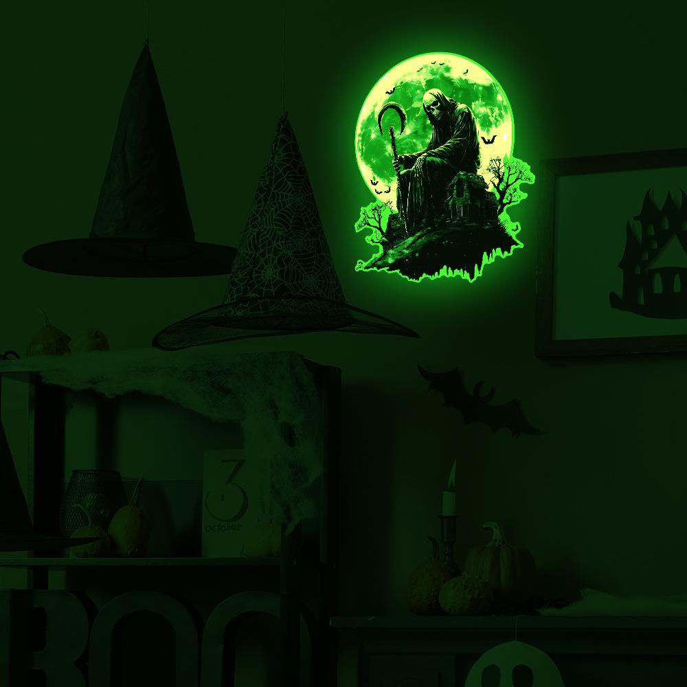Halloween Night Light Eerie Skull Head Bedroom Living Room Home Background Atmosphere Decoration Wall Stickers