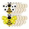 20pcs engraved bee wood chips, an unfinished wooden material specially designed for handmade diy