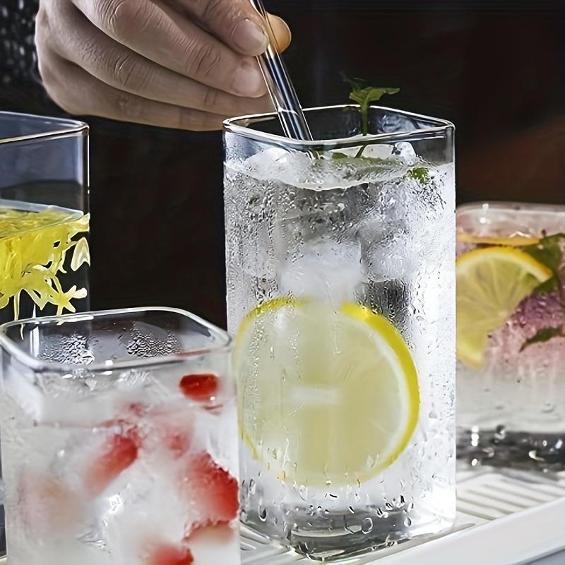 6pcs Drinking Glasses 15oz Thin Square Elegant Bar Glassware For Water Juice Beer Cocktails And Mixed Drinks Lead-Free Glass Glass Drink Tumblers