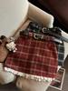 Women's High Waist A-line Patchwork Plaid Wool Skirt - Autumn/Winter Bodycon Petite Style