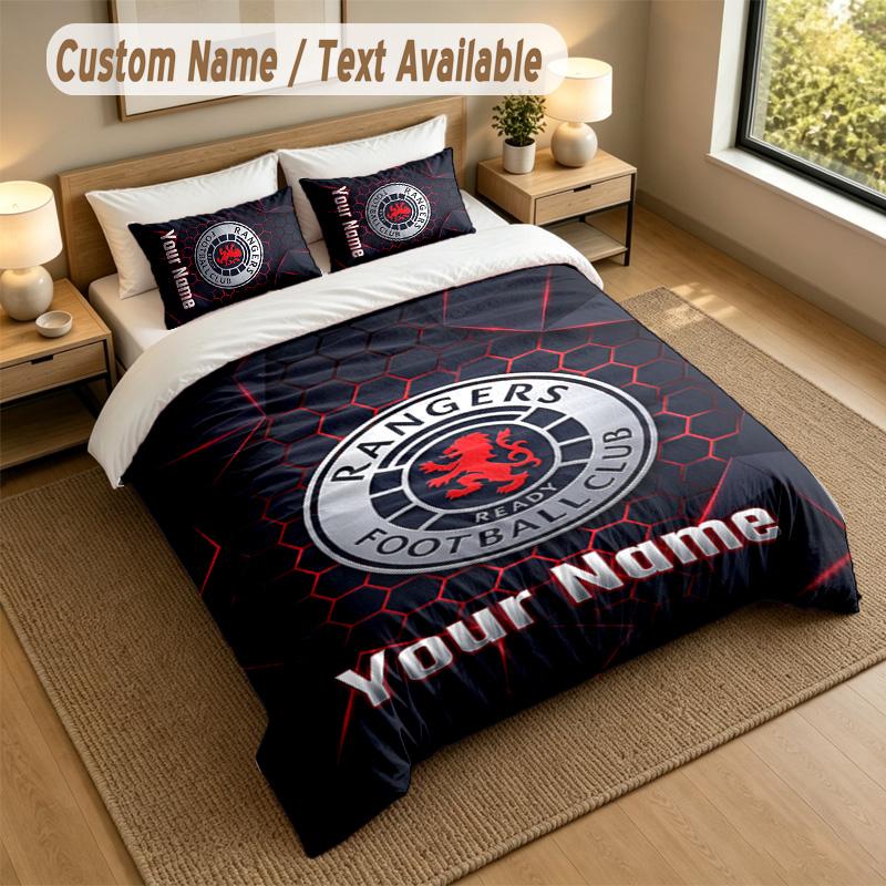 3Pcs Bedding Set Custom Name Text, 1 Sheet 2 Pillowcases Home Bed DecorRangers FC