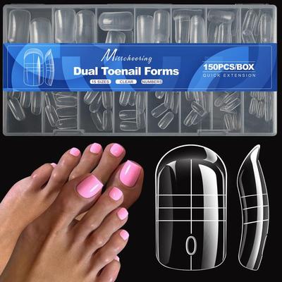 150Pcs/Box Toenails Foot Armor Mold15 Size Polyethylene Gel Toenails Extension Reusable Full Cover Mold For Acrylic Toenails