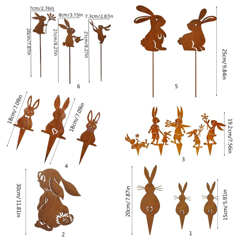 Zardzewiały Palik Statua Królika Zardzewiałe Figurki w Kształcie Królika Roślina do Dekoracji Rzeźbiarskich Wewnętrznych i Zewnętrznych
