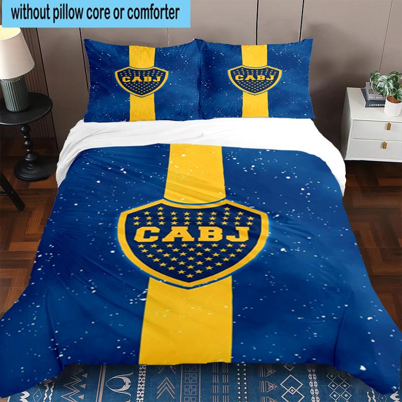 3pcs Boca Juniors Football Club Design Bedding Set Duvet Cover Closure Includes 1 Duvet Cover & 2 Pillowcases Bedding Sets Home Decor Gifts