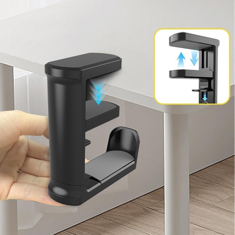 Desk Clamp Headphone Stand Space Saving Desk Headphone Hangers With Side Cable Clip And NonSlip Clamp Gaming Use