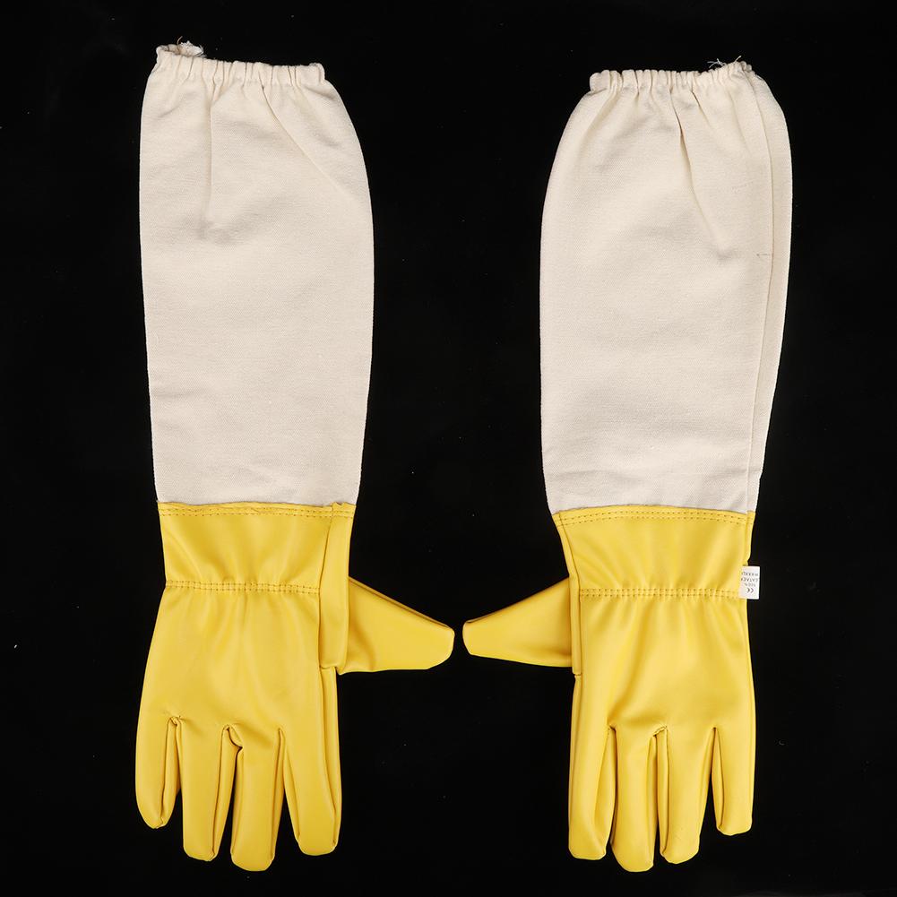 Pair Anti Bee Anti-Sting Bee Gloves Elastic Cuff Long Sleeves Protective Tool for Beekeeper(XXL )