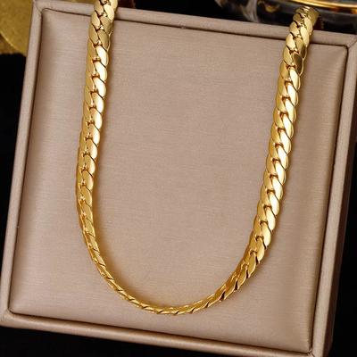 20-60CM   Kupfer 18K Gold 5MM Halsketten seitliche Kette für Mann Frau Junge Dame feiner Schmuck Hochzeitsparty