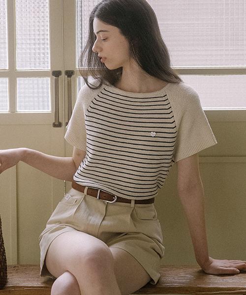 Tilaidai Stripe Cotton Blended Knit Tisu03Tn01_Ivory