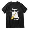 Oversized Casual Tee Clothing Streetwear Unisex 100 Cotton Funny Cat Shirt Saxophone Music Gift Men TShirt