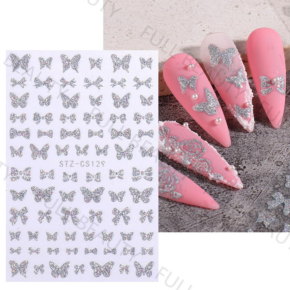 Nail Art Stickers Ins Valentine's Day Black Spades Love Line French Smile Adhesive Nail Stickers