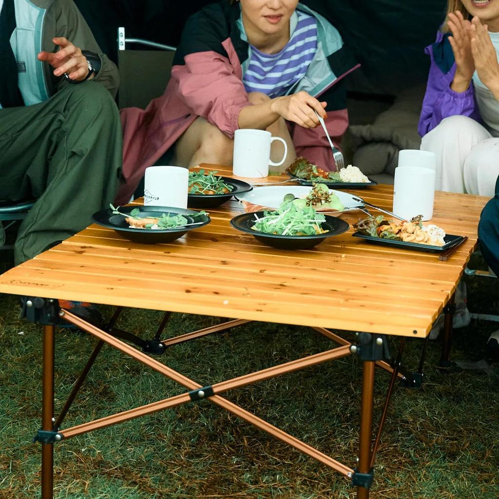 Coleman Natural Wood Roll Table Height with Storage 30kg Weight Classic/110 Outdoor, Camping, BBQ, Picnic, Foldable, Adjustable, Case, Capacity,
