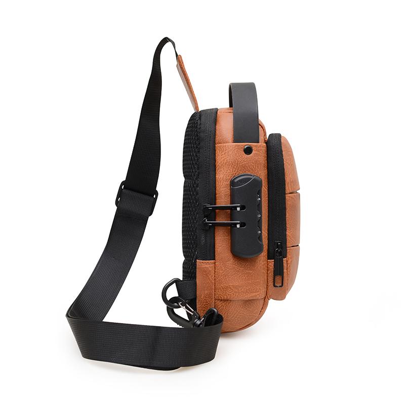 Men's Chest Bag Large Capacity Anti-theft Shoulder Bag USB Crossbody Bag