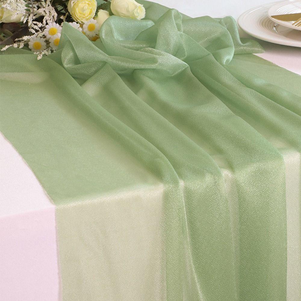 Reusable Chiffon Table Runner Solid Color Wedding Table Runner Dinning Table