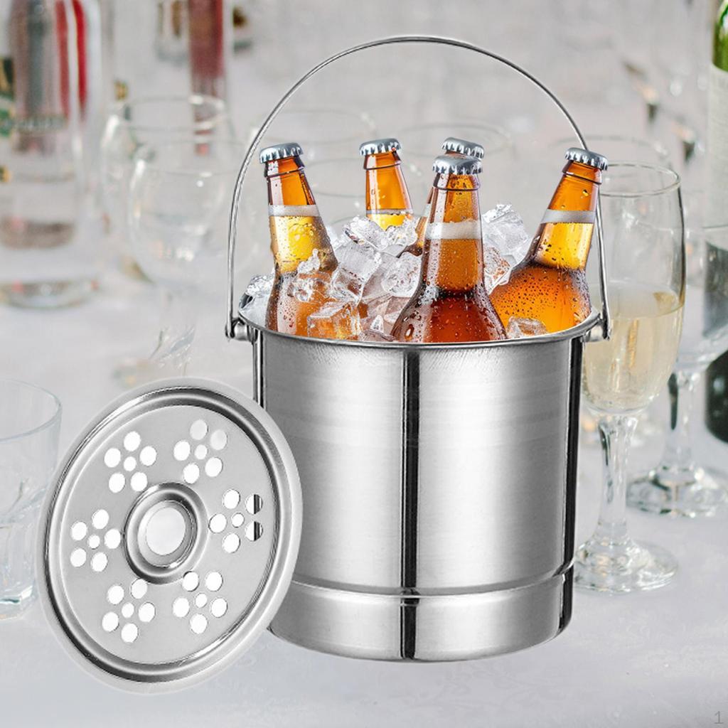 1 L Ice Wine Container Made of Stainless Steel with Handle for Cooling Drinks