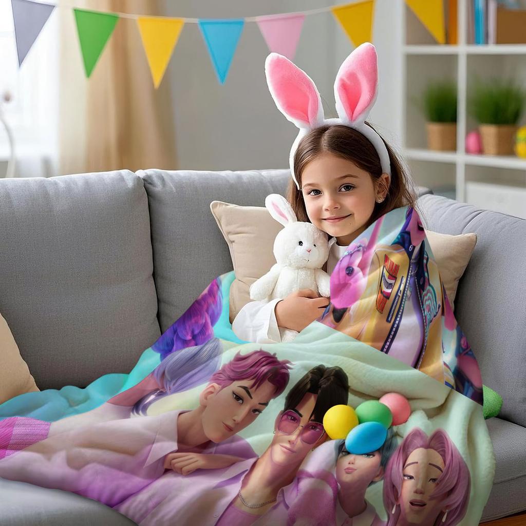 K Pop Demon Hunters Warmth Flannel Blanket Cover Soft Multifunctional Decorative Blanket Universal Blankets Holiday Gifts