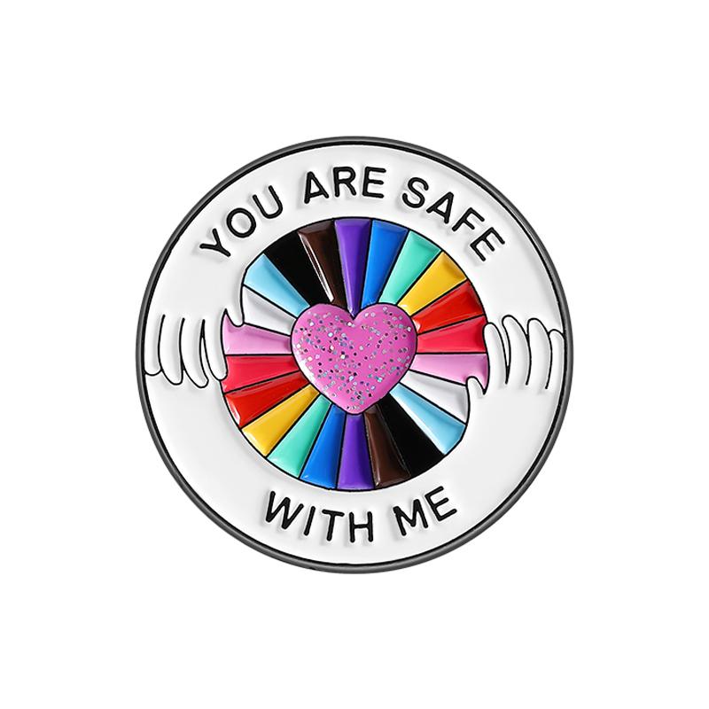 LGBTQ Rainbow Enamel Pin You’re Safe With Me Pride Metal Brooches Lapel Badges Jewelry Gift for Gay Homosex Lesbian Friends