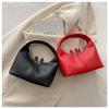 Small Bag Underarm Bag Candy Color Crescent Bag Casual Pu Leather Handbag  Students