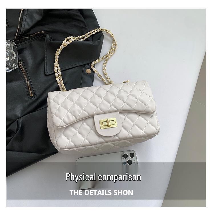 2024 Módní Argyle Vyšívaná Texturovaná Dámská Crossbody & Taška přes rameno - Velká kapacita, Ručně vyráběný řetízkový design