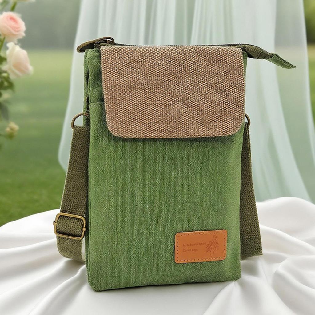 Mini Fabric Crossbody Bag  Color Contrast Cell Phone pouch  Vintage Shoulder Purse For Women Small Crossbody Bag