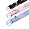 Bling Leather Dog Collar Crystal Big Dog Collars Bulk Rhinestone Pet Collar Accessories for Medium Large Dogs Bulldog Pink Black