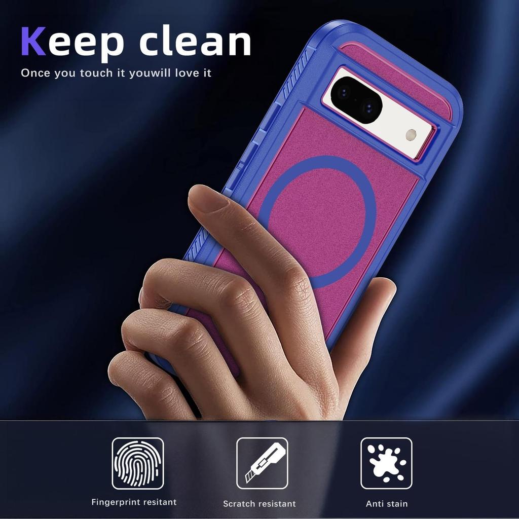 For Google Pixel 8a Case Matte TPU+PC Back Drop-proof Phone Cover Compatible with MagSafe