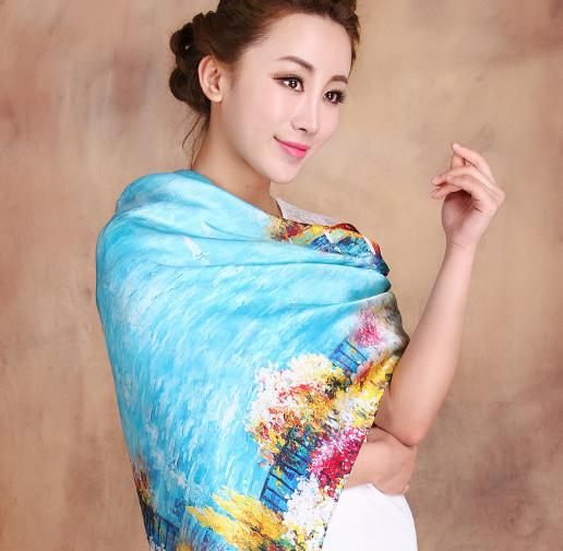 Hot Design 110*110cm 100% Silk Big Square Silk Scarves Fashion Floral Printed Shawl Sale Women Genuine Natural Silk Scarf Shawl