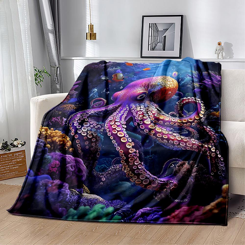 Ocean Animal Flannel Blanket - Soft and Comfortable, Suitable for Sofas, Beds, Offices, Travel, All Seasons, and A Great Gift for The Holidays.