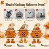 1Set Halloween Pumpkin Wooden Stand 3 Styles Cute Pumpkin Face Ornament Witch Hat Dangling Legs Tabletop Decor Fall Home Decor
