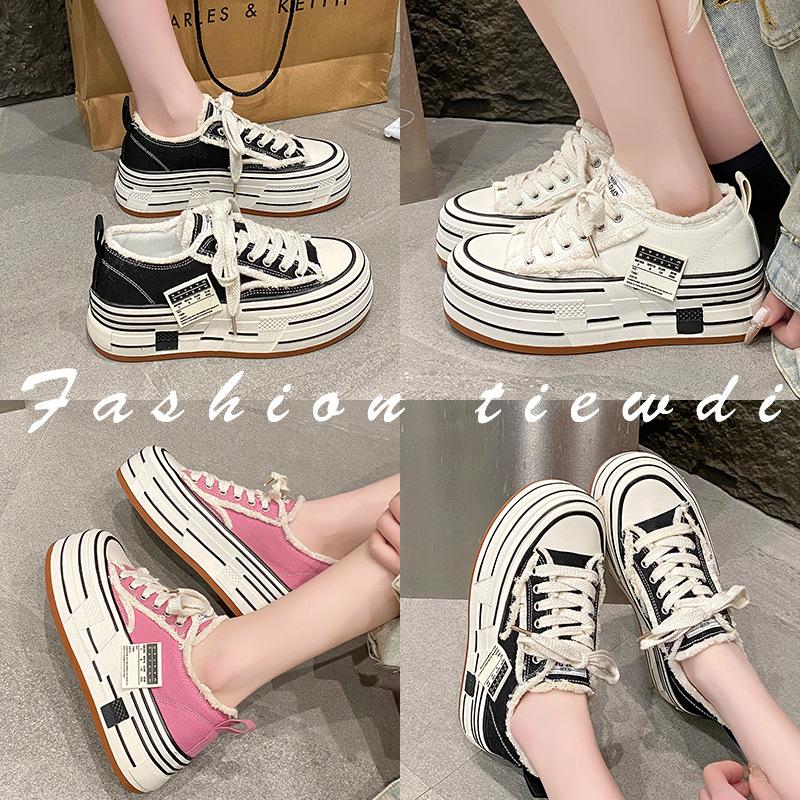 Spring thick-soled heightening muffin board shoes women's European white shoes casual muffin tide